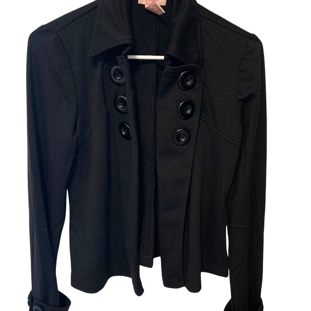 Vintage Y2K Candies Womens Size Large Long Sleeve Blazer Black Open Front Cardig